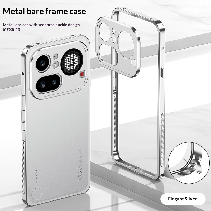 Luxury Metal Bumper Shockproof Bare Skin Hard Aluminum Frame with Camera Protection