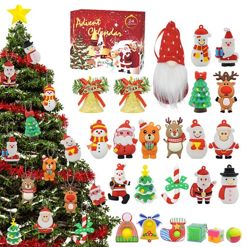 

24 Days Fidget Toys Blind Box Christmas Advent Calendar Pack Keychain Pendants Toys Sensory Toy Kids Christmas Gift