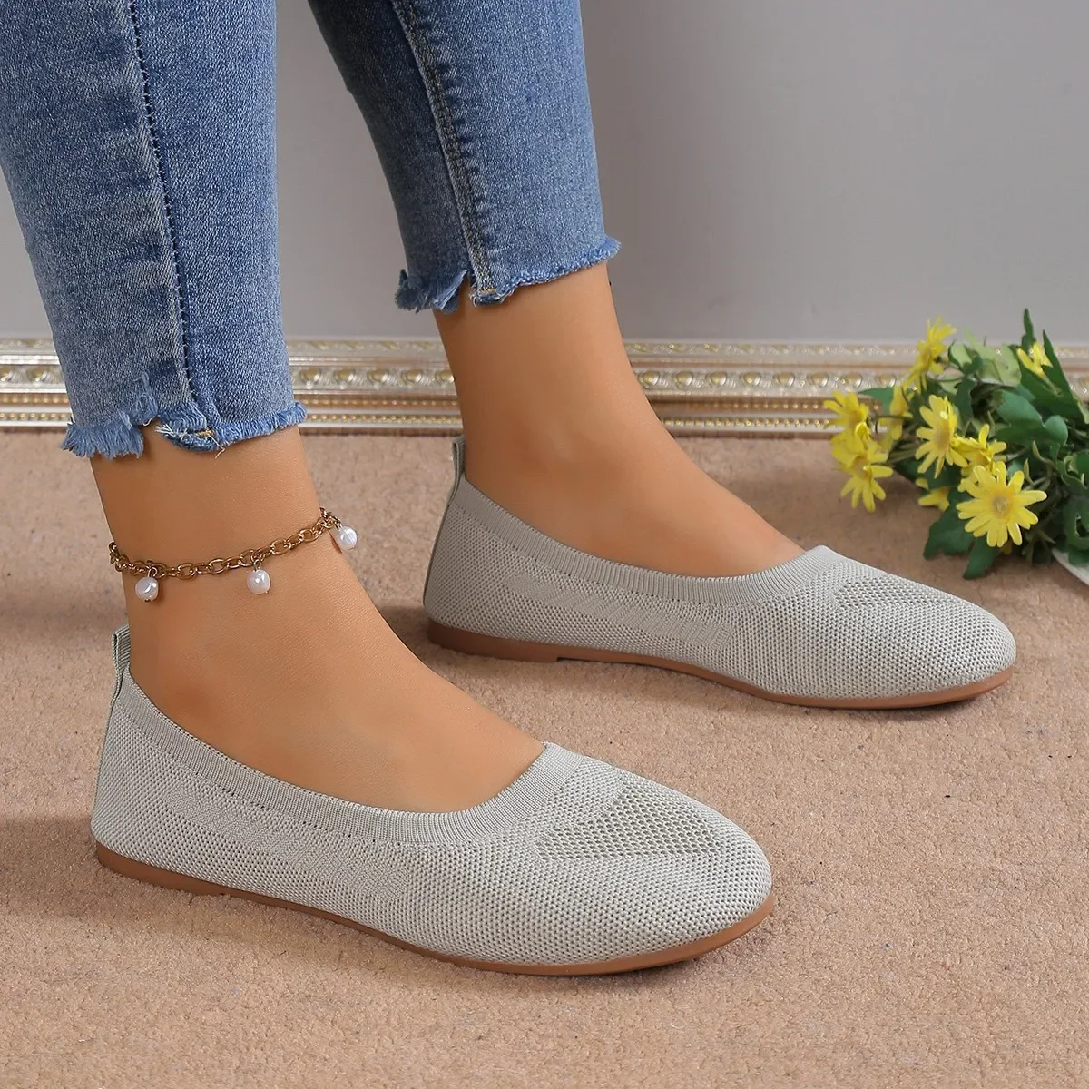 2025 Women Flats Solid Color Black Flats for Women Slip On Shallow Comfort Foldable Flats for Women Brown Flat Heel Shoes 4