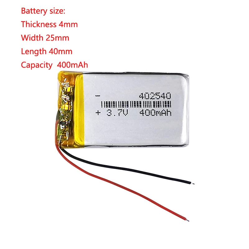 

Lithium Polymer Battery Lipo 3.7v 400mah 402540 For Humidifier, Beauty Instrument,Tachograph, Recording Pen, Gps, Naviga