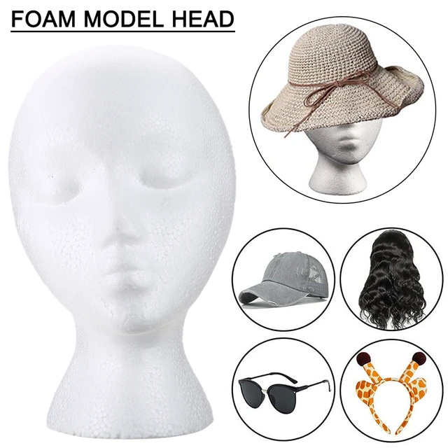 Free Shipping: Model. Poly Head. Styrofoam Mannequin Head Display Stand.  Hat, Glasses, Wig Making 