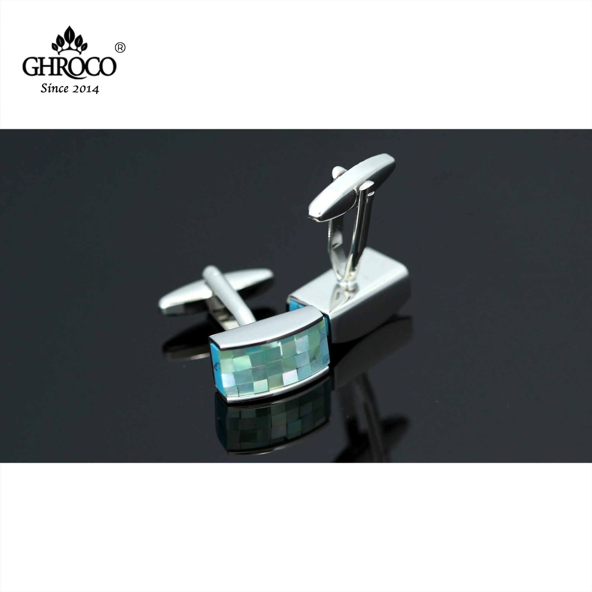 GHROCO High-Quality Classic Natural Shell Rectangula French Shirt Cufflinks Business Men Women and Wedding Fashion Luxury Gifts