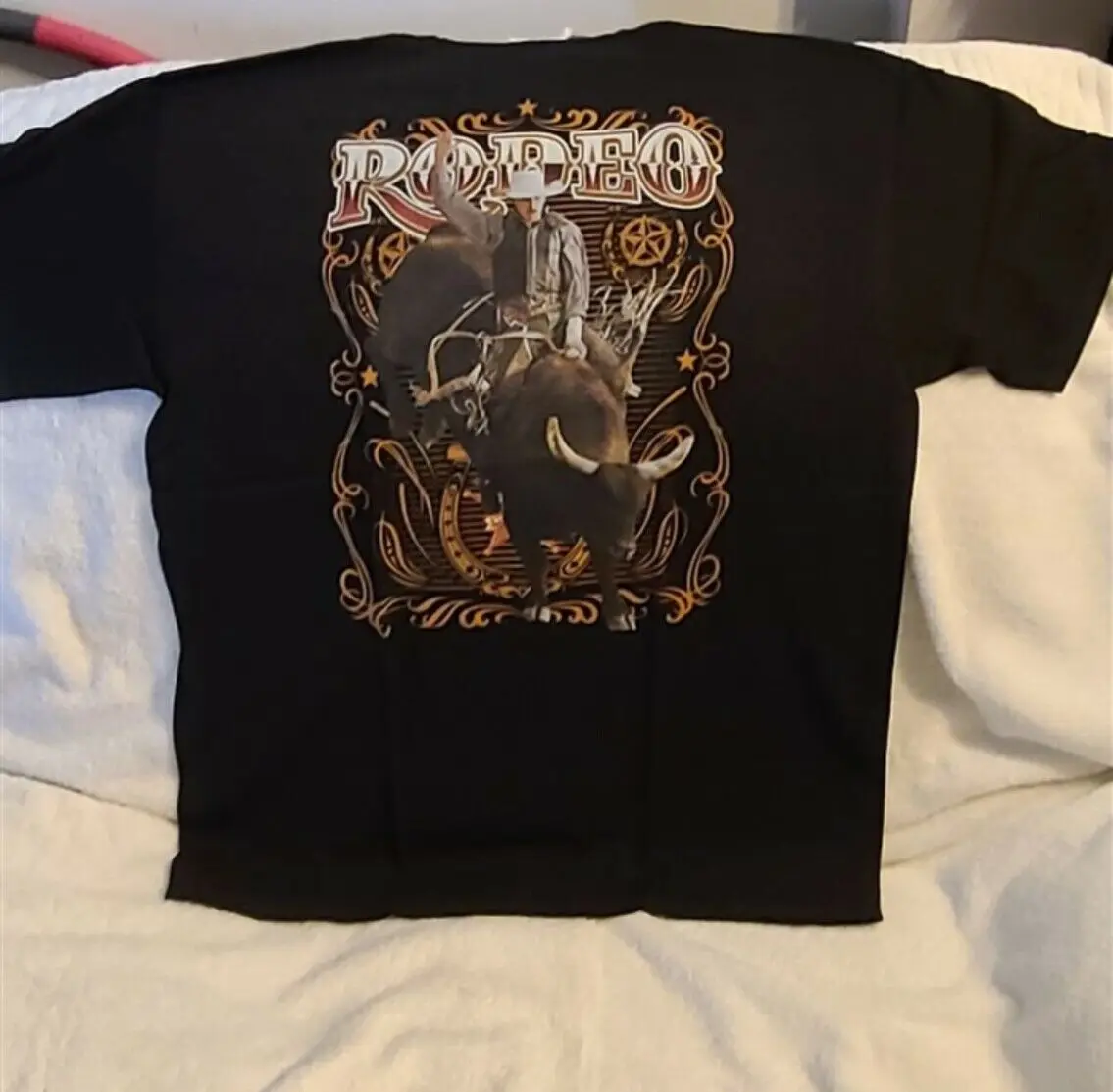 Rodeo Cowboy Bull Rider T-Shirt A Ferro Di Cavallo Roundup Maniche Lunghe O Corte