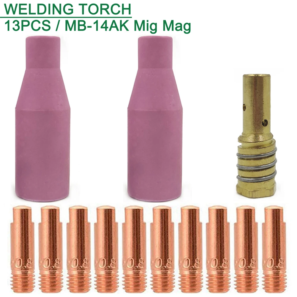 13 Pcs/set Mig14ak Mig Welding Nozzle Co2 Welding Torch Consumables
