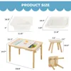 Multifunctional Sensory Table with 2 Chairs & Paper Roll, Wooden Sand and Water Activity Table with  Foldable Storage Bins 2