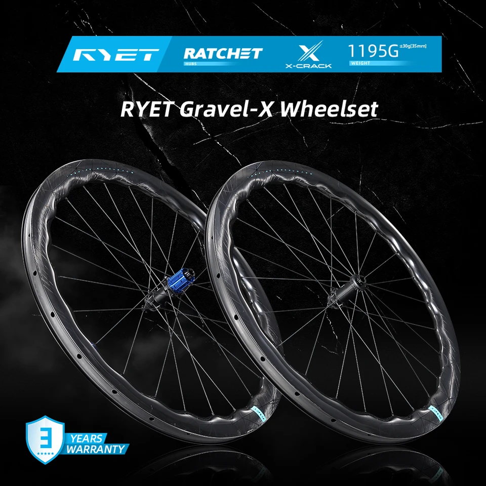 RYET Carbon Gravel Wheelset Disc Brake Super Light 1195g 52T