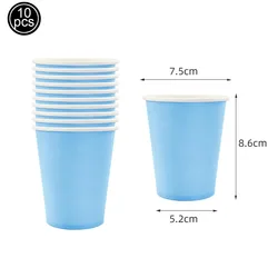 Light Blue Party Supplies Set: Disposable Plates, Cups, Tablecloth, Balloons & Foil Curtain for Baby Shower or Boy's Birthday Decor ( Light Yellow)