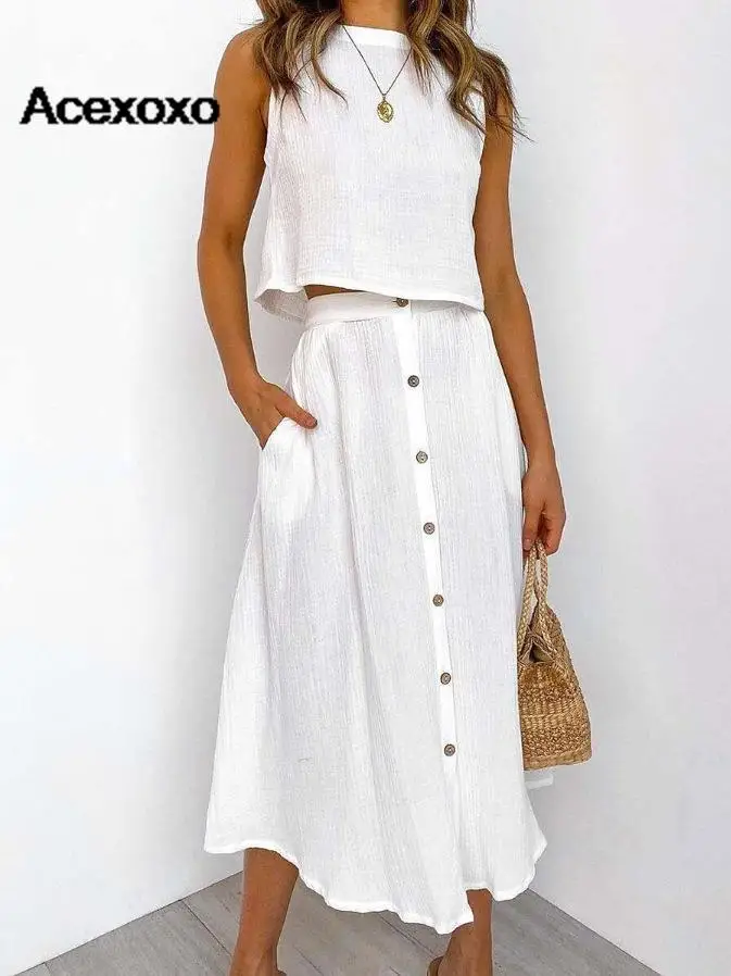 

Женское платье-жилет с круглым вырезом, длинное двубортное платье в европейском и американском стиле, Новинка лета 2023