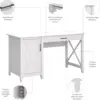 Computer Desk with Storage | Farmhouse PC Table for Home Office in Pure White Oak | 54W x 24D 5