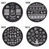 Beauty Stainless Steel Snow Flake Flower Elk Stamping Plates Round Nail Art Template Stamp Stencil Christmas 6
