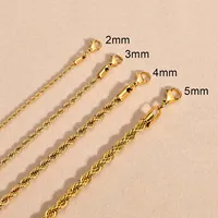 Vnox Dainty Gold Color Rope Chain Necklaces for Women Men,Chic Twisted Collar, Waterproof Stainless Steel Link 2/3/4/5mm Width