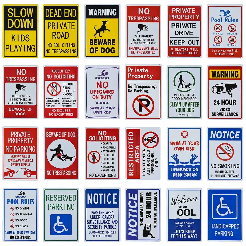 NoticeWarningSignSwimAtYourOwnRiskMetalPlaqueVintagePool