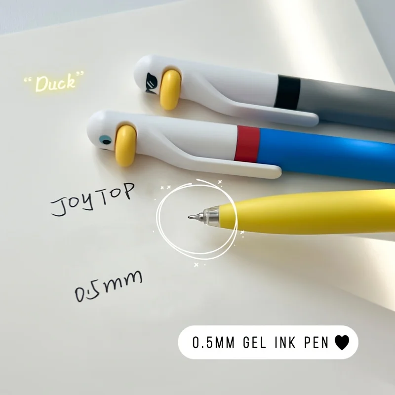 4PCS of Duck-shaped Rotating Gel Pens, 0.5mm Black Pen Reflow Writing Pens, Stress-relieving and Fun Office Signature Pens