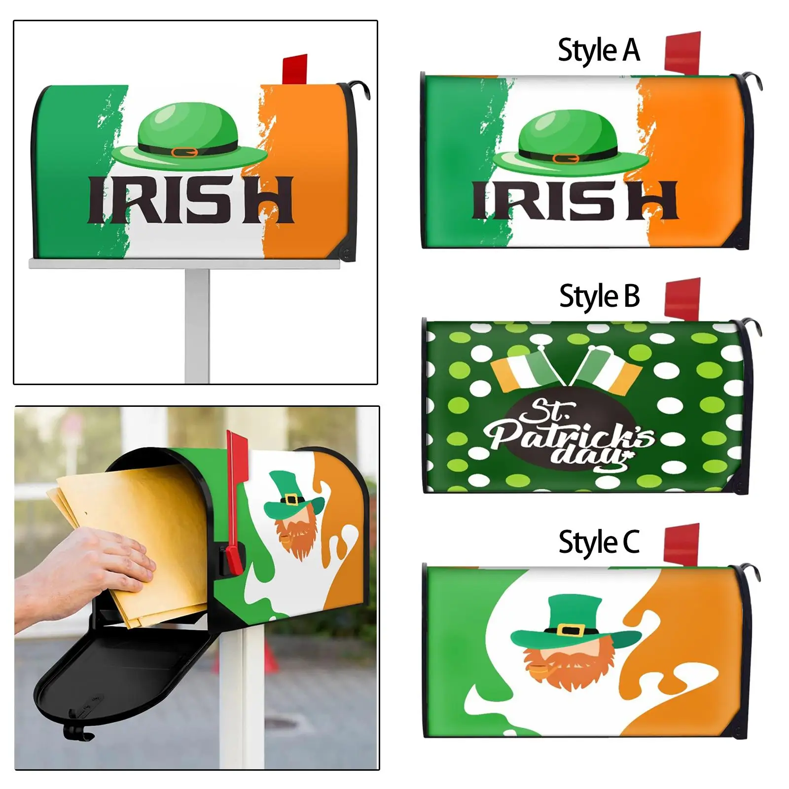 ST. Patrick`s Day Mailbox Cover Post Box Cover Wrap for Home Holiday Garden