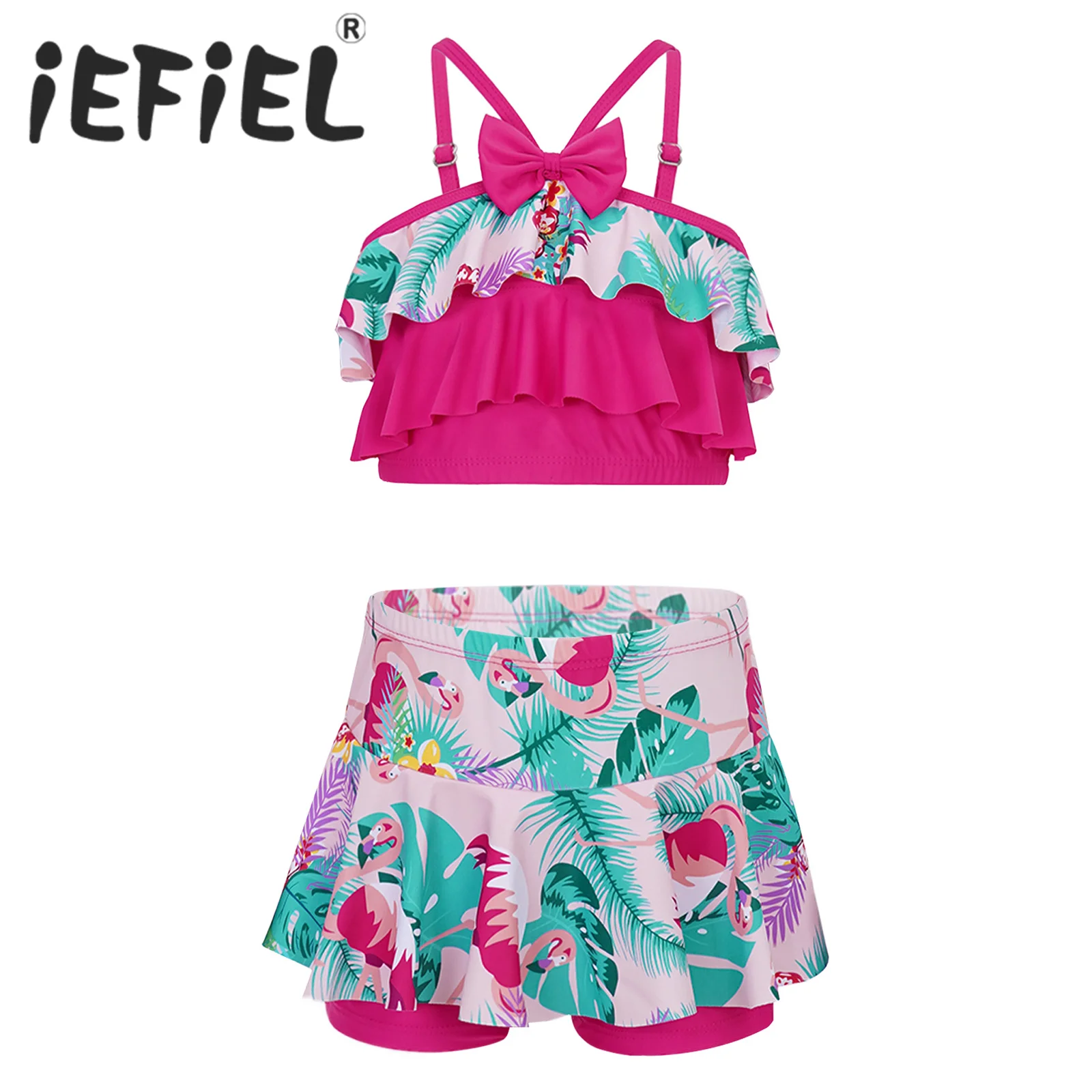 Kids Girls Swimsuit Swimwear Beachwear Outfits Adjustable Straps Ruffle