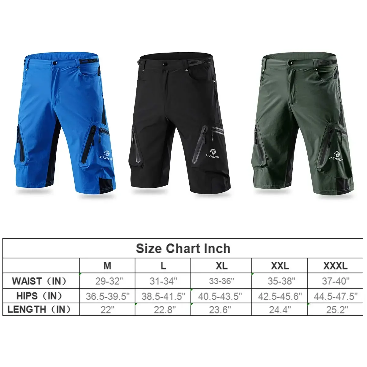Cycling Shorts X-TIGER Mountain Bike Shorts Men's Summer Bicycle MTB Shorts Loose Fit Lightweight Outdoor Sports MTB Cycling