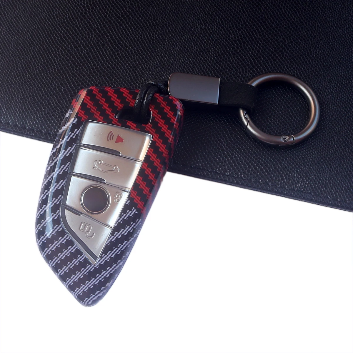 

Carbon Fiber Red Car Car Key Case Watch Chain for BMW 1 2 3 4 5 6 7 8 Series X1 X2 X3 X4 X5 X6 X7 M3 M4 M5 F48 G01 G80 F40 F16