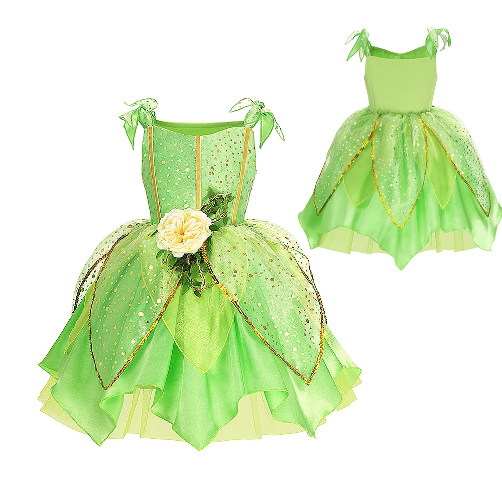 thumbnail image 1 of Disfraz de Tiana de Disney para niña, traje de princesa, elfo, baile de cumpleaños, alas, 2024, 1 of 5
