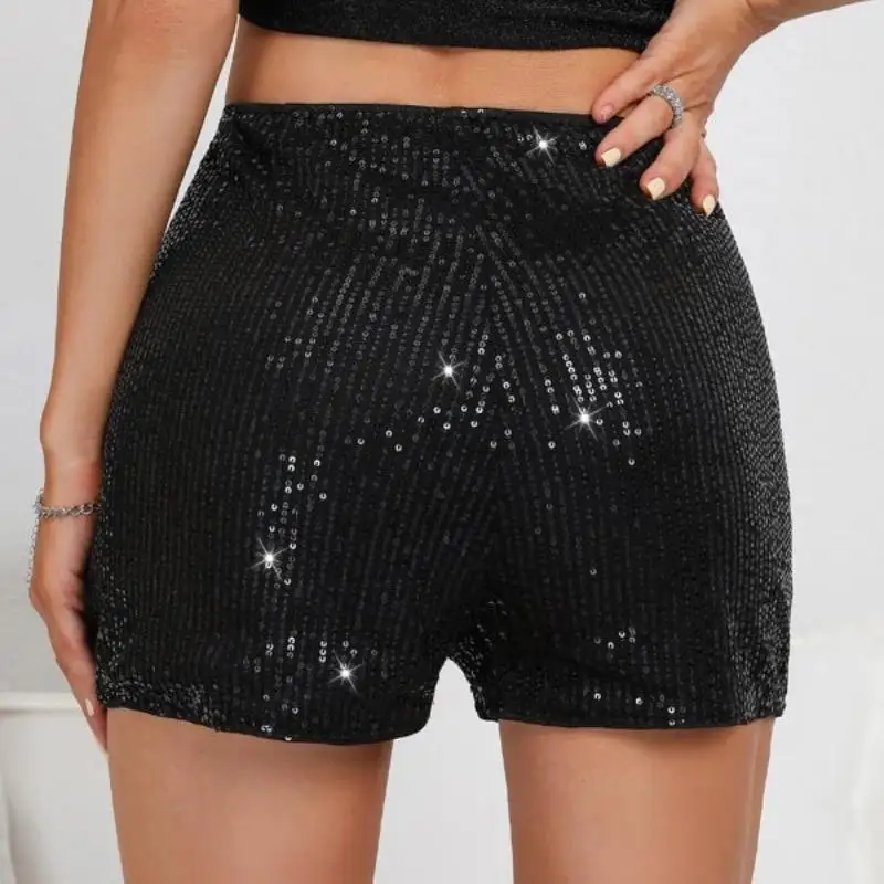 Y2K Shorts for Women Summer Sequin Bottoms Women's Pants Black Streetwear Girl Korean Style Outfit Fashion Woman Clothing