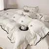 3pcs bow embroidery Bedding set ruffles Duvet Cover Set (1*Duvet Cover + 2*Pillowcase, Without Core)for bedroom guest room 5
