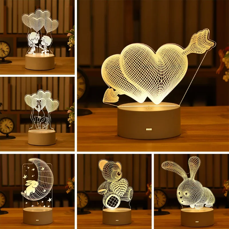 Description Picture 3 of item3D Cute Dinosaur Night Light Kids LED Dino Lamp Lovely USB Acrylic Glasses Table Nightlight for Children Gift Lamp Bedroom Decor