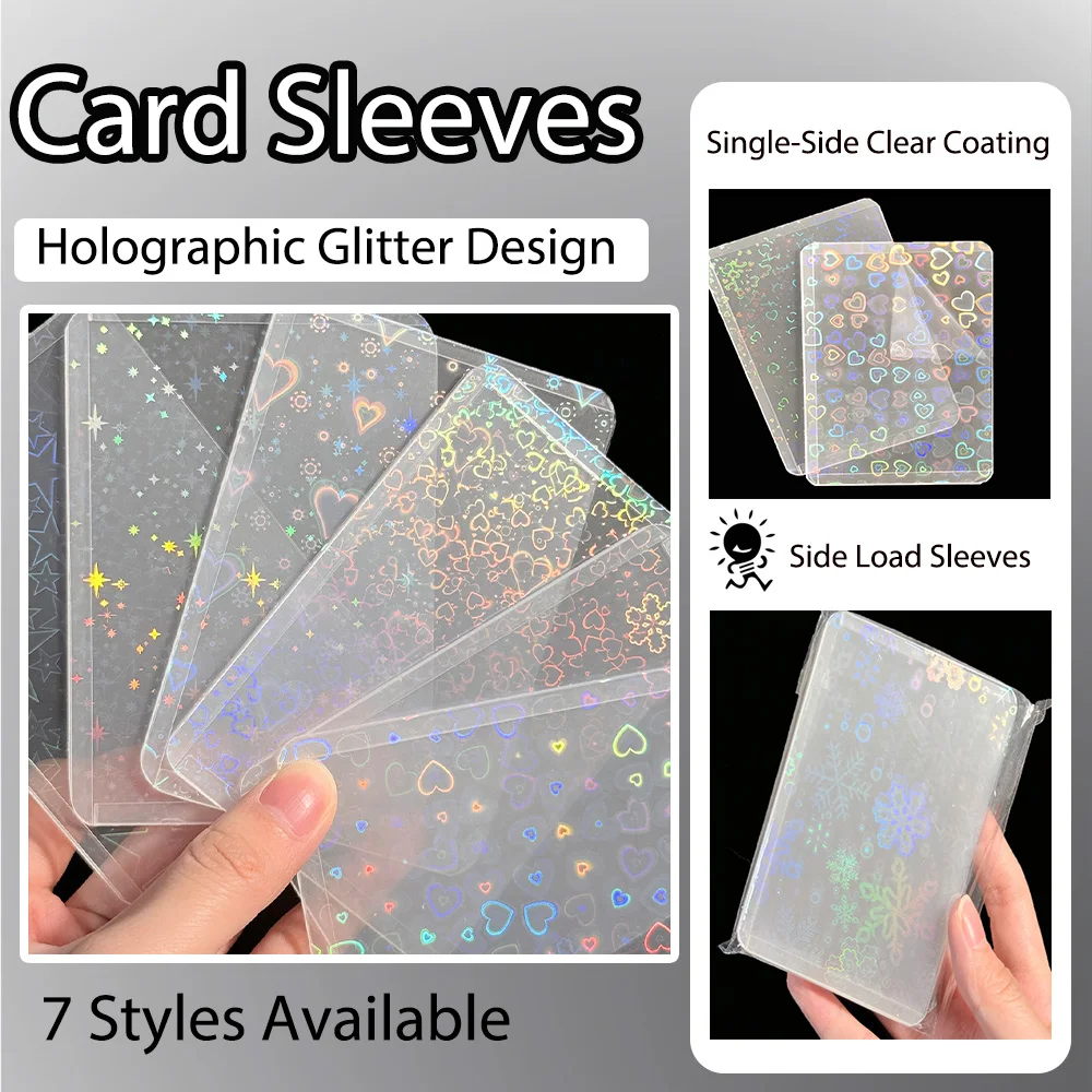 10개입 B8 사이드 오픈형 홀로그램 레이저 카드 슬리브 PVC 홀더 보호대 (..