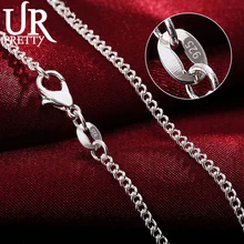 

URPRETTY 925 Sterling Silver 16/18/20/22/24/26/28/30 Inches 2MM Full Sideways Chain Necklace For Women Men Fashion Gift Jewelry