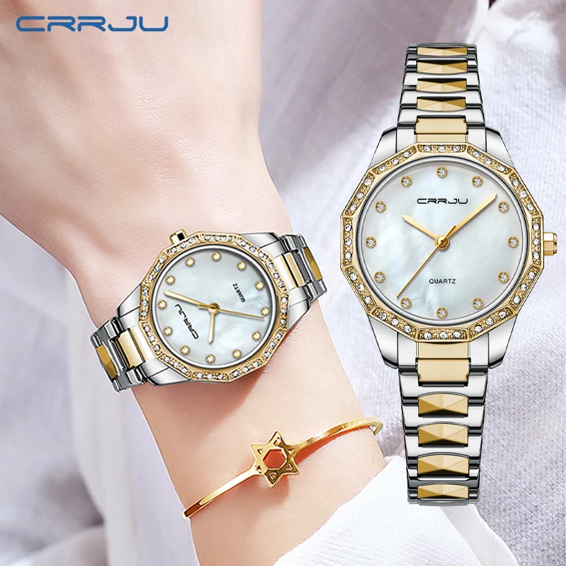 

CRRJU Women Watch Fashion Luxury Casual Waterproof Quartz Ladies Stainless Steel Wristwatch relogio feminino