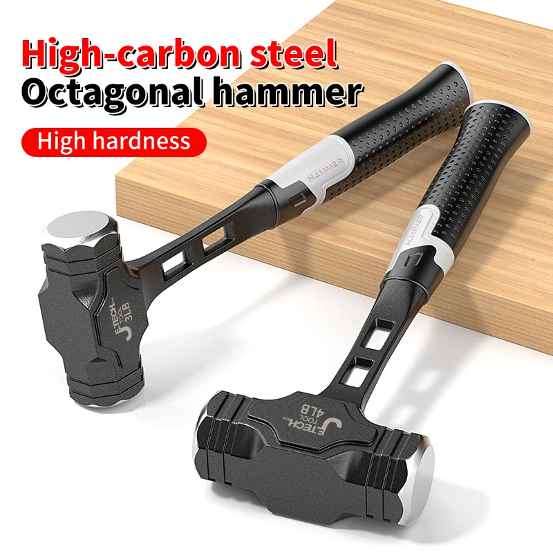 1 industrial octagonal hammer, 2/3/4 pounds, non-slip handle hammer, high carbon steel integrated hammer, professional masonry s 5
