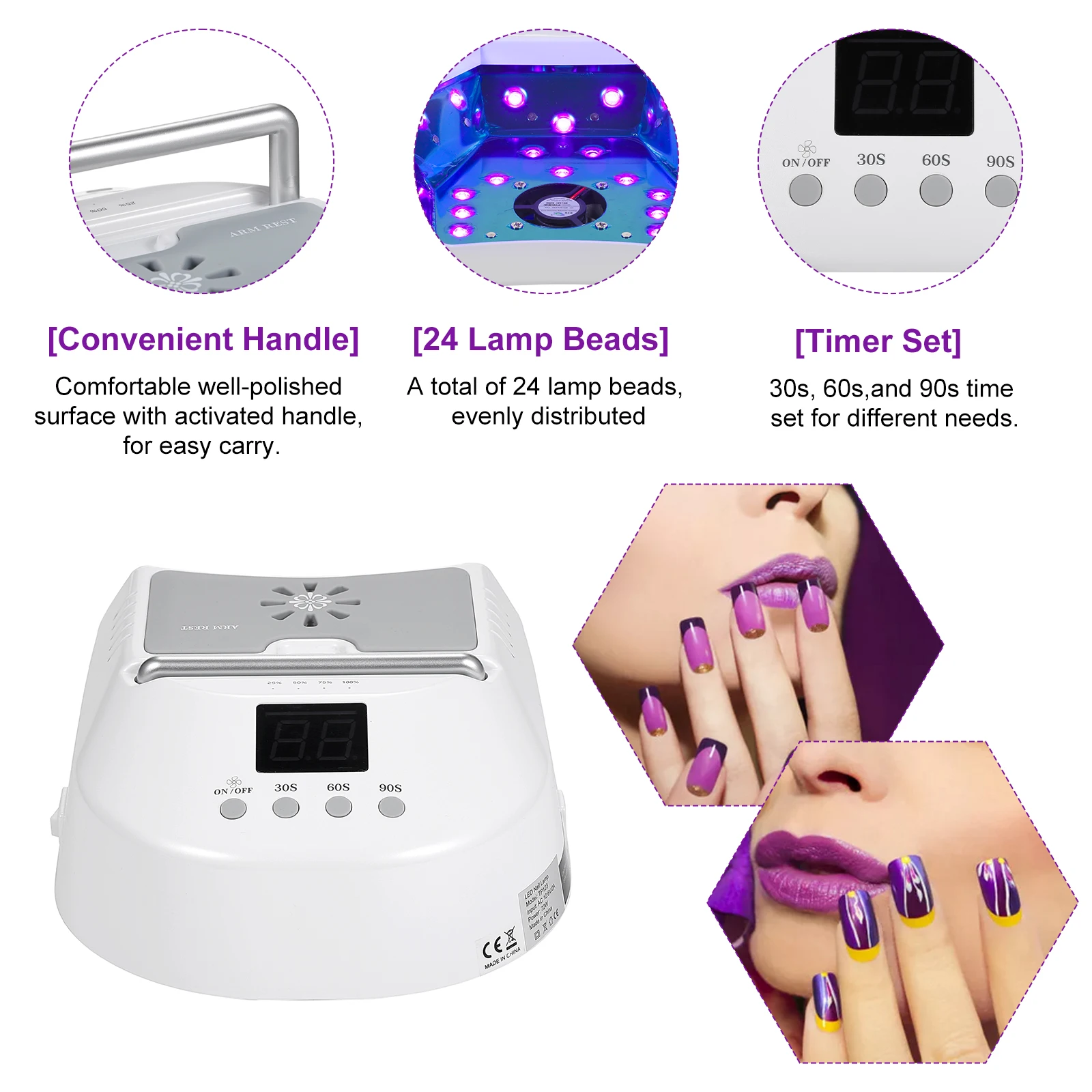 72W Cordless Fan Nail Lamp UV LED Lamp Nail Dryer 3 Timers Nail Curing Lamp Smart Polish Sensor Light Nail Art Tool 5