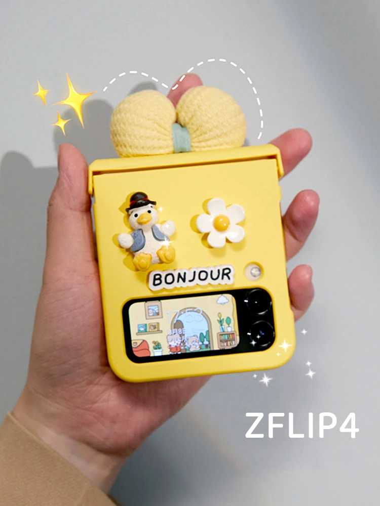

For Samsung Z Flip 4 Case 2022 Original Design New Phone Cartoon Yellow Cover for Samsung Galaxy Z Flip 4 5G Cases