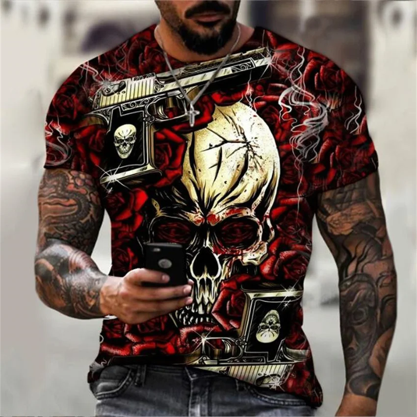 gym t shirts for men 2022 Europe and America new spider D digital printed youth short sleeve summer breathable T-shirt men's pullover cool t shirts for men