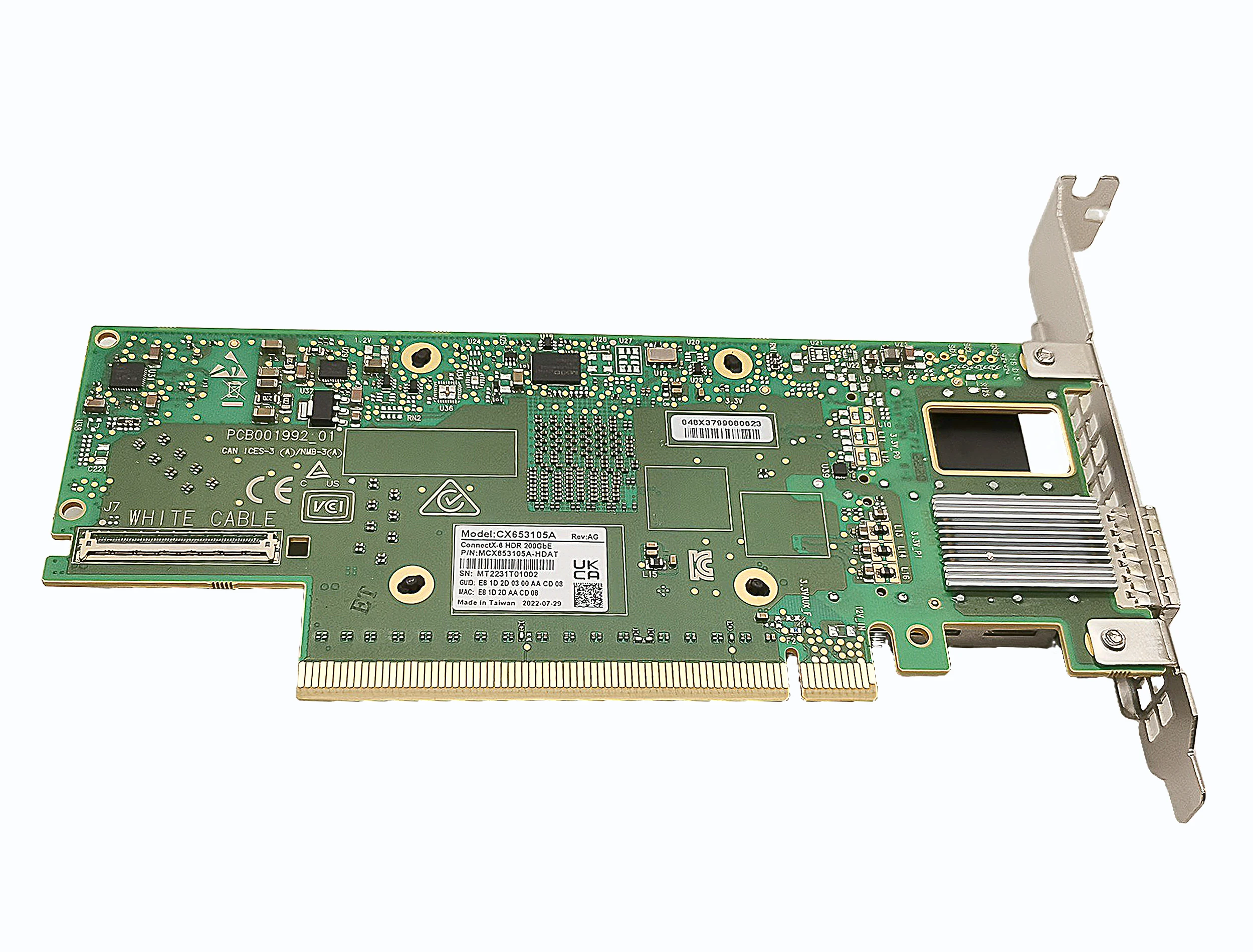 Mellanox ConnectX-6 MCX653105A-HDAT 인피니밴드 이더넷 어댑터, HDR IB 네트워크 카드, 단일 QSFP56 포트, PCIe3.0, 4.0x16, 200GbE, 신제품