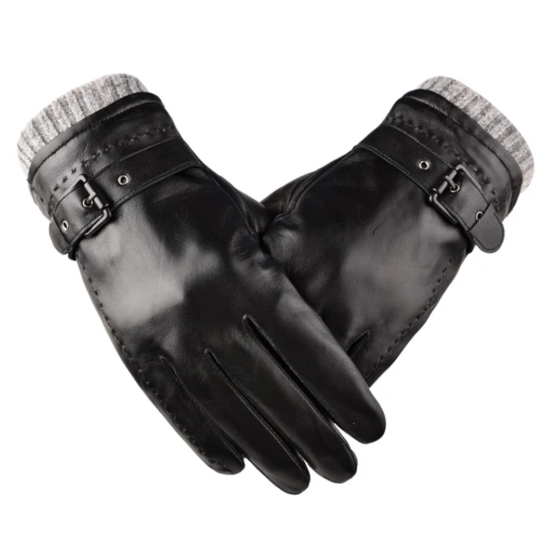 

2024 New Genuine Leather Sheepskin Gloves for Men Winter Warm Fleece Lined Touchscreen Sport Gloves for Running Cycling Driving