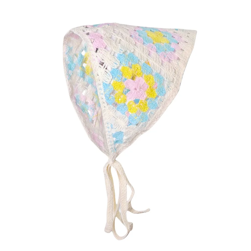 1-teiliger Damen-Haarschal, modisch, süß, rustikaler Stil, gestrickte Blume, dreieckiges Kopftuch, niedlicher Kawaii-Haarschmuck für Damen – Detail 23