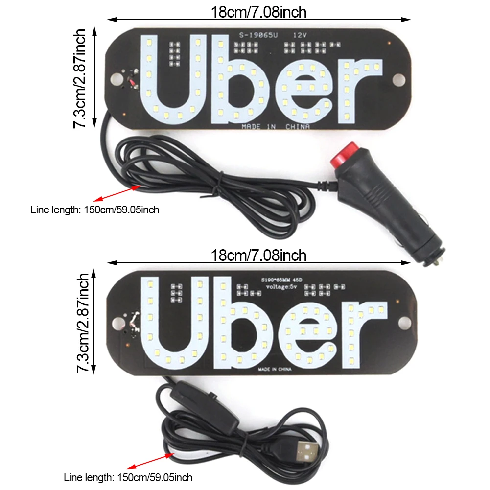 12V LED Car For UBER Cab Indicator Lamp Windscreen Sign Windshield Light Brightness Lamp Signal Decoration Light Car Lights led car lights led lights led car decorative lights led car decoration lamp car ambient lights led interior lights car interior lamp