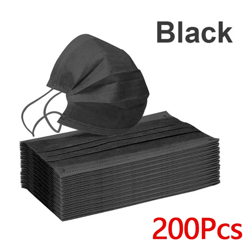 Breathable Black Adult Surgical Face Mask - Disposable Medical Filter Mask