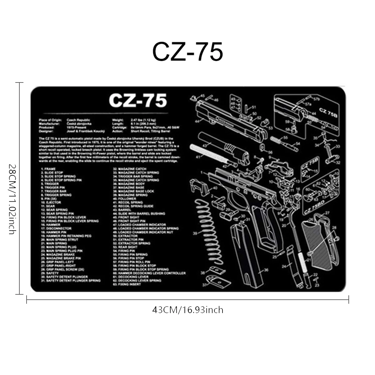 Gun Cleaning Mat Tactical For Pistol HK USP 1911-3D Glock CZ-75 Sig Saure