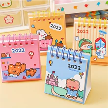 Mini calendrier de bureau, Kawaii, pour l'école, la maison, le bureau, planificateur, livre, créatif, à rabat, 2022