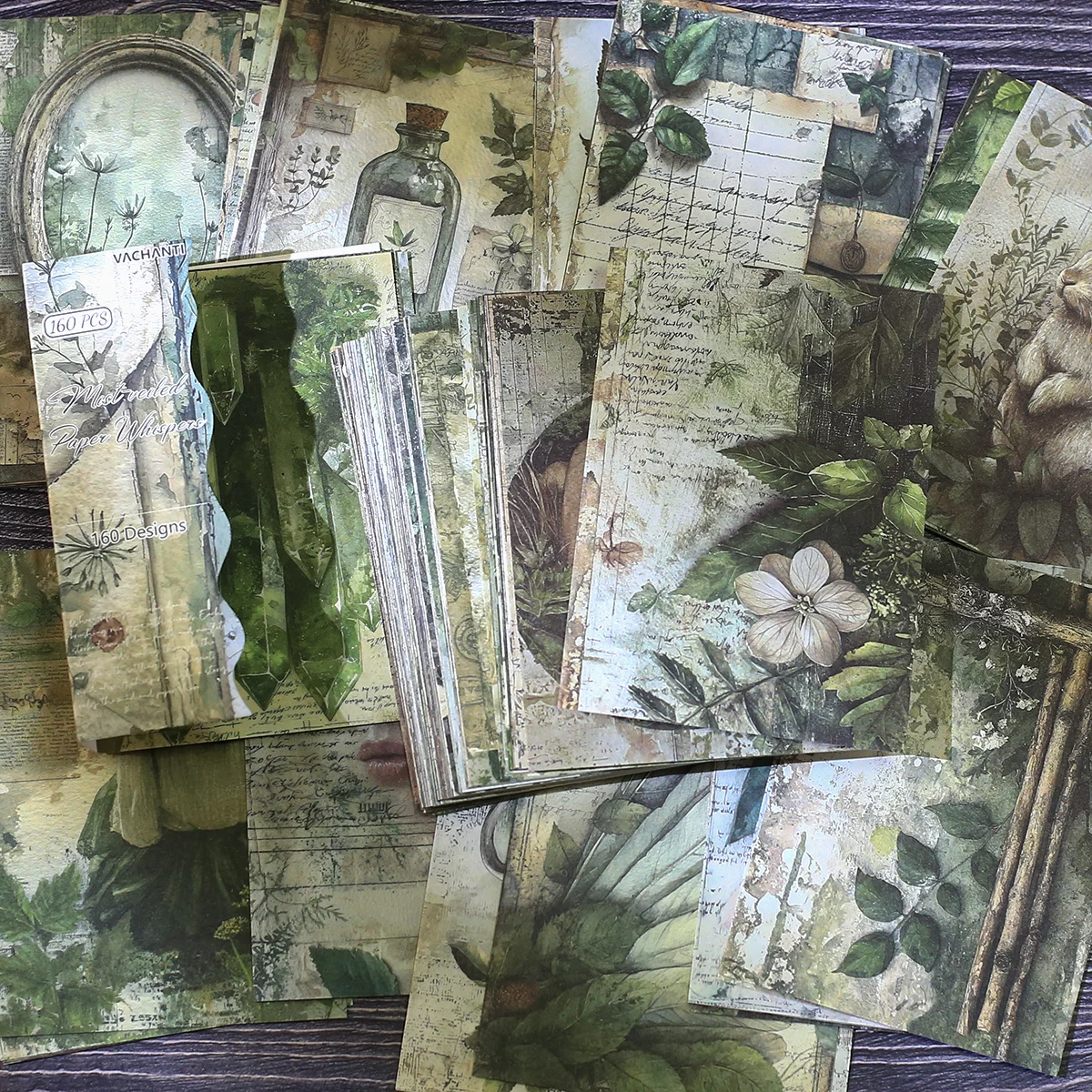 160 Sheets Botanical Scrapbook Paper Pack No Repeating Pattern Non-Sticky Craft Paper for DIY Craft Journaling Collage Art Paper - 4