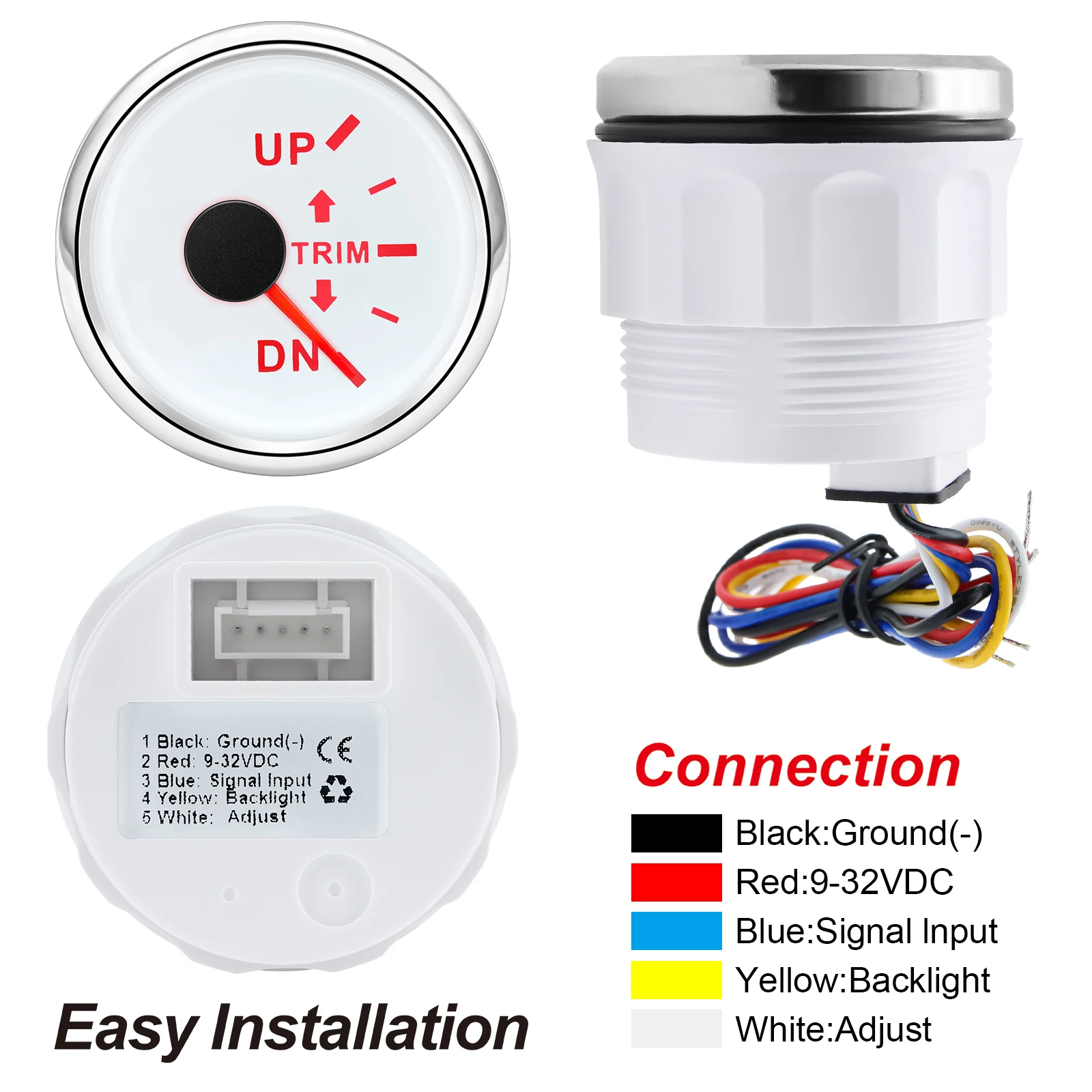LED 백라이트 트림 게이지 센서, 자동차 보트 해양 보트 차량용, 7 색, 52mm 트림 계량기, 0-190ohm, 12V, 24V