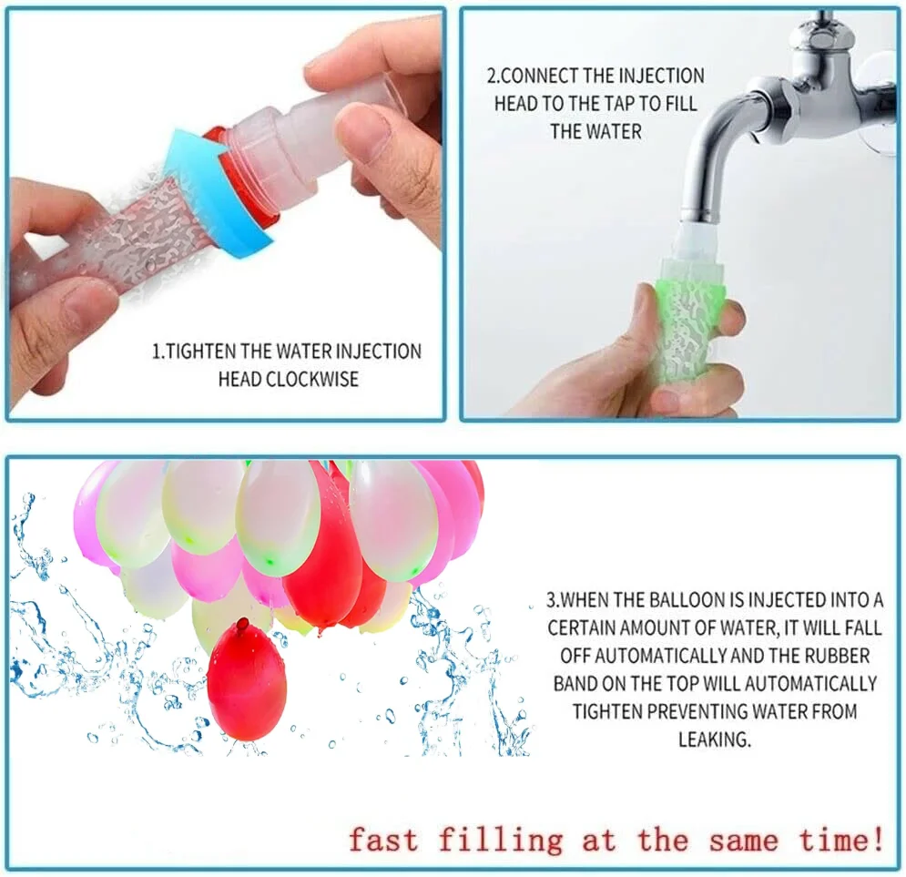 Water Balloons, Rapid-Filling Self-Sealing Water Balloons Colorful Balloons, Splash Water Balls Summer Fun Outdoor Toys 6