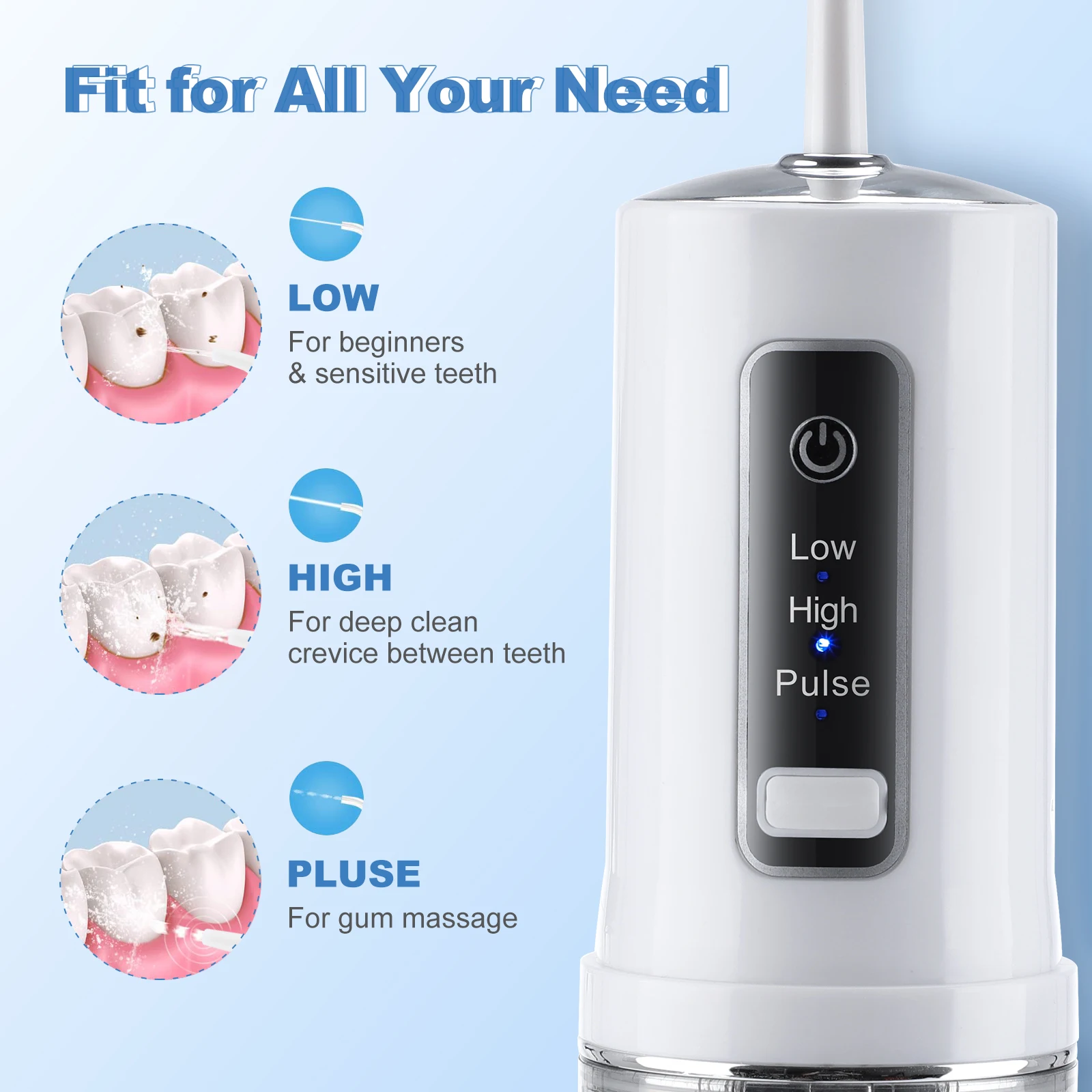 Foldable Water Oral Irrigator IPX7 Waterproof Dental Floss Irrigator with 4 Nozzles Teeth Whitening Dental Care Home Travel Use