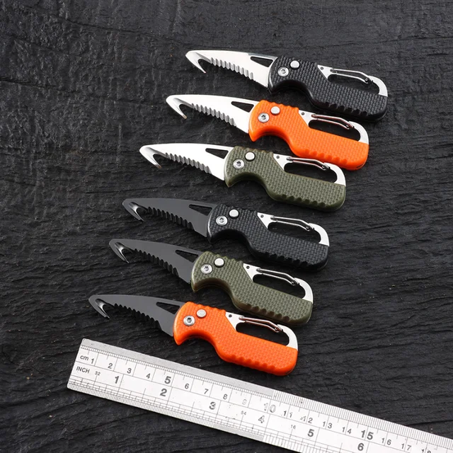 Portable Folding Knife Express Package Knife Gift Keychain Serrated Hook Knife Outdoor Camping Carry-on Survival Tool Box Opener 1