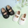 KIDSUN Fashion Black Leather Baby Shoes Girls Infant Non-Slip First Walker Crib Shoes Princess Wedding Dress Shoes Ballet Flats 5