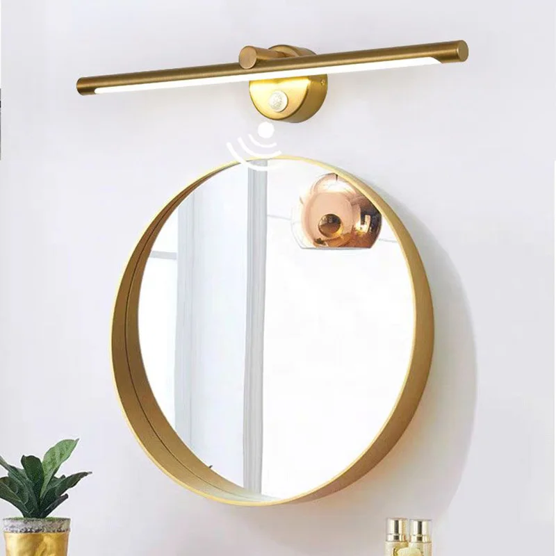 Mirror Light LED Wall Lamp With Switch Touch Dimming Motion Sensor Bathroom Wall Light 40cm 55cm AC85 - 265V Indoor Lighting