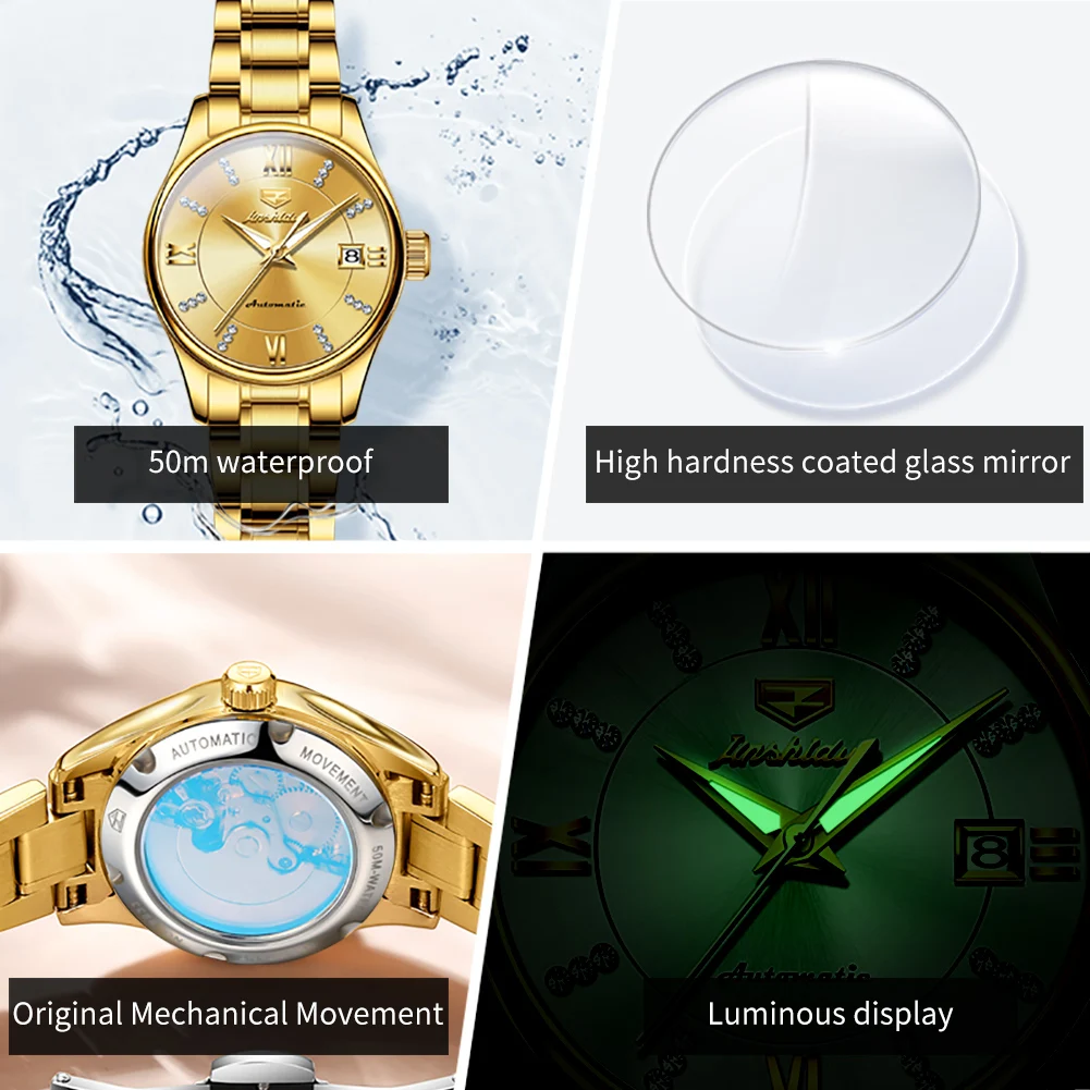 JSDUN 8933 Watch For Women Classic Luxury Elegant Mechanical Women Watch Diamond Scale Waterproof Original Business Wristwatch