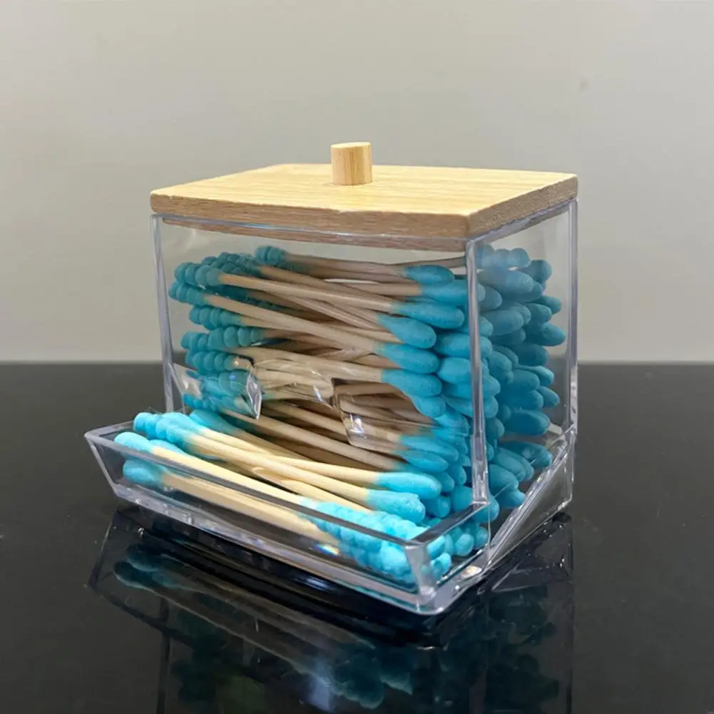 

Home Organization Accessory Transparent Dustproof Cotton Swab Storage Box with Lid Capacity Dental Floss for Home for Bathroom