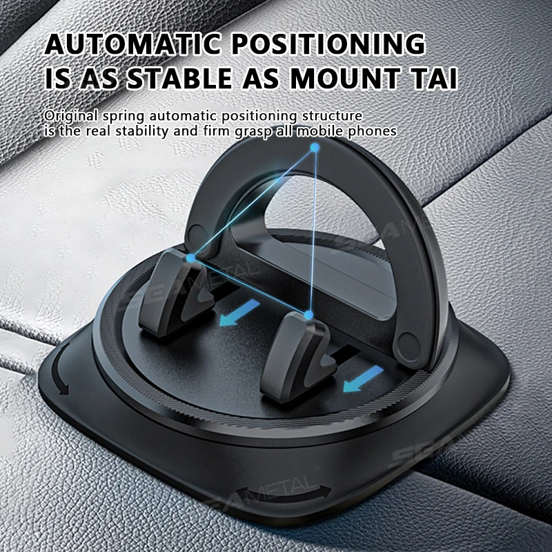 Black ABS Silicone Car Phone Holder with 360 Degree Rotation