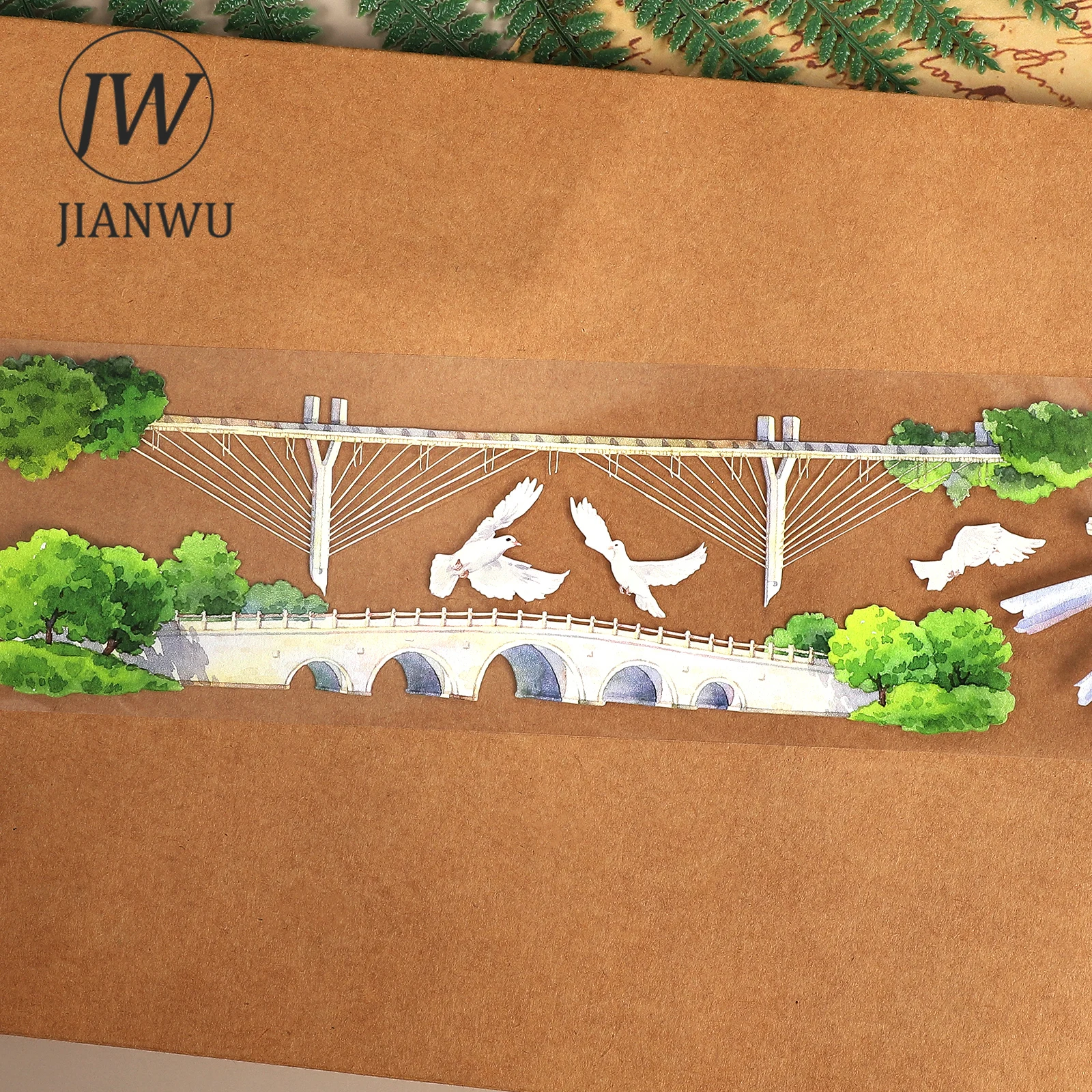 JIANWU 70mm*5.4m 빈티지 식물 꽃 복도 풍경 소재 콜라주 스크랩북 PET 테이프 창의적인 DIY 저널 문구류